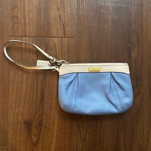 Coach Blue and Cream Wristlet